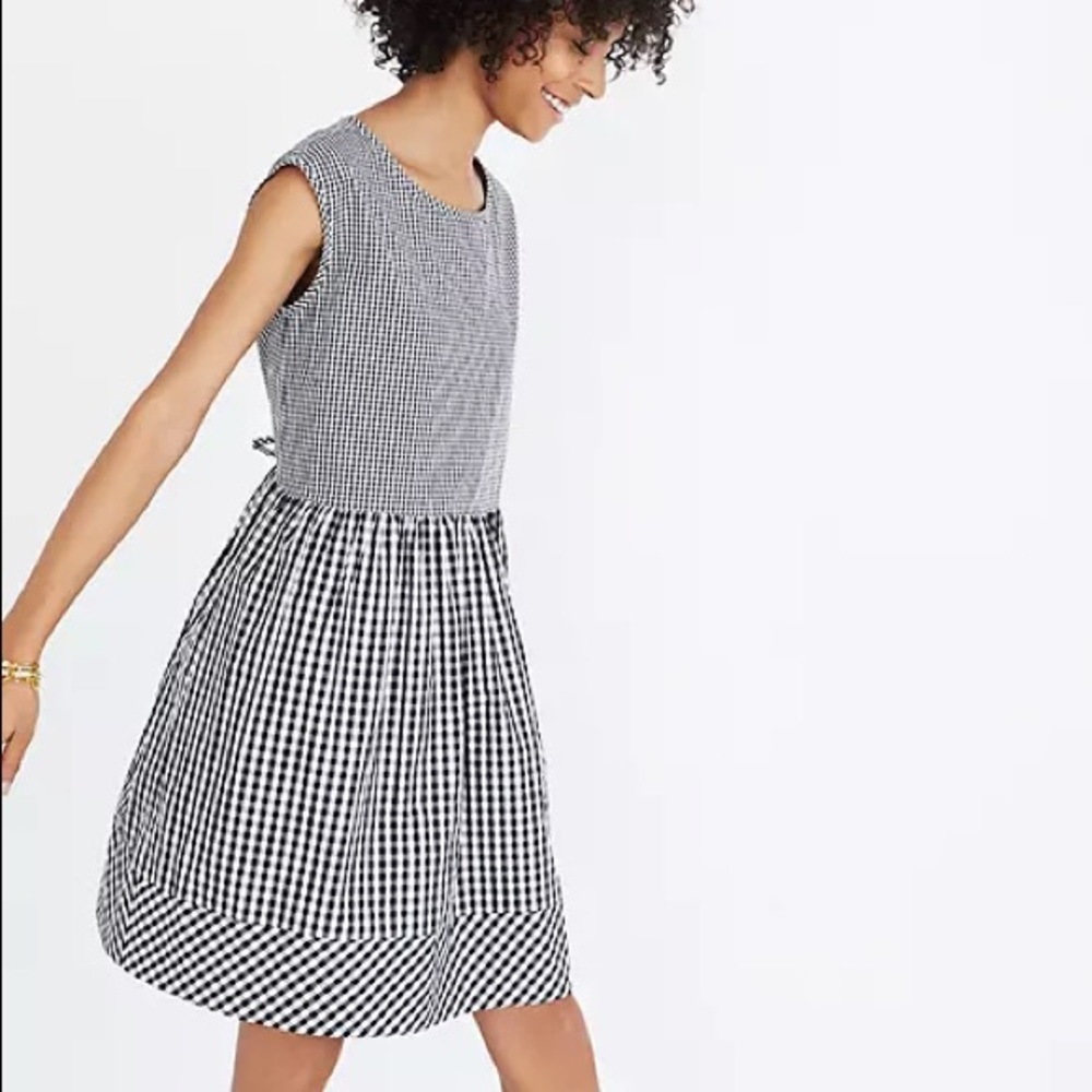 Madewell Gingham Baby Doll tie Dress